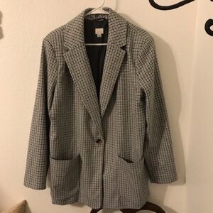 a new day Checkered Blazer in Black and White